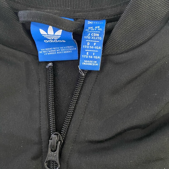Adidas, black zip up sweater- Women’s Small/ Kids XL - Picture 3 of 3